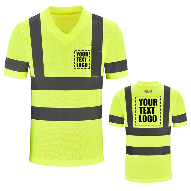 AyKRM Hi Vis T-Shirt Reflektierende Sicherheit gegen Nacken Schnell trockener Fit Workwear Weste Fluoreszenz gelbe Arbeiten Tops Konstruktionsingenieur