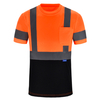 Aykrm Hi Vis Shirts for Men Construction Class 3 High Visibility Shirts, Reflective Safety T-Shirts for Men Women, Short Sleeve Work Shirts with Black Bottom （APT1-018）