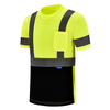Aykrm Hi Vis Shirts for Men Construction Class 3 High Visibility Shirts, Reflective Safety T-Shirts for Men Women, Short Sleeve Work Shirts with Black Bottom （APT1-018）