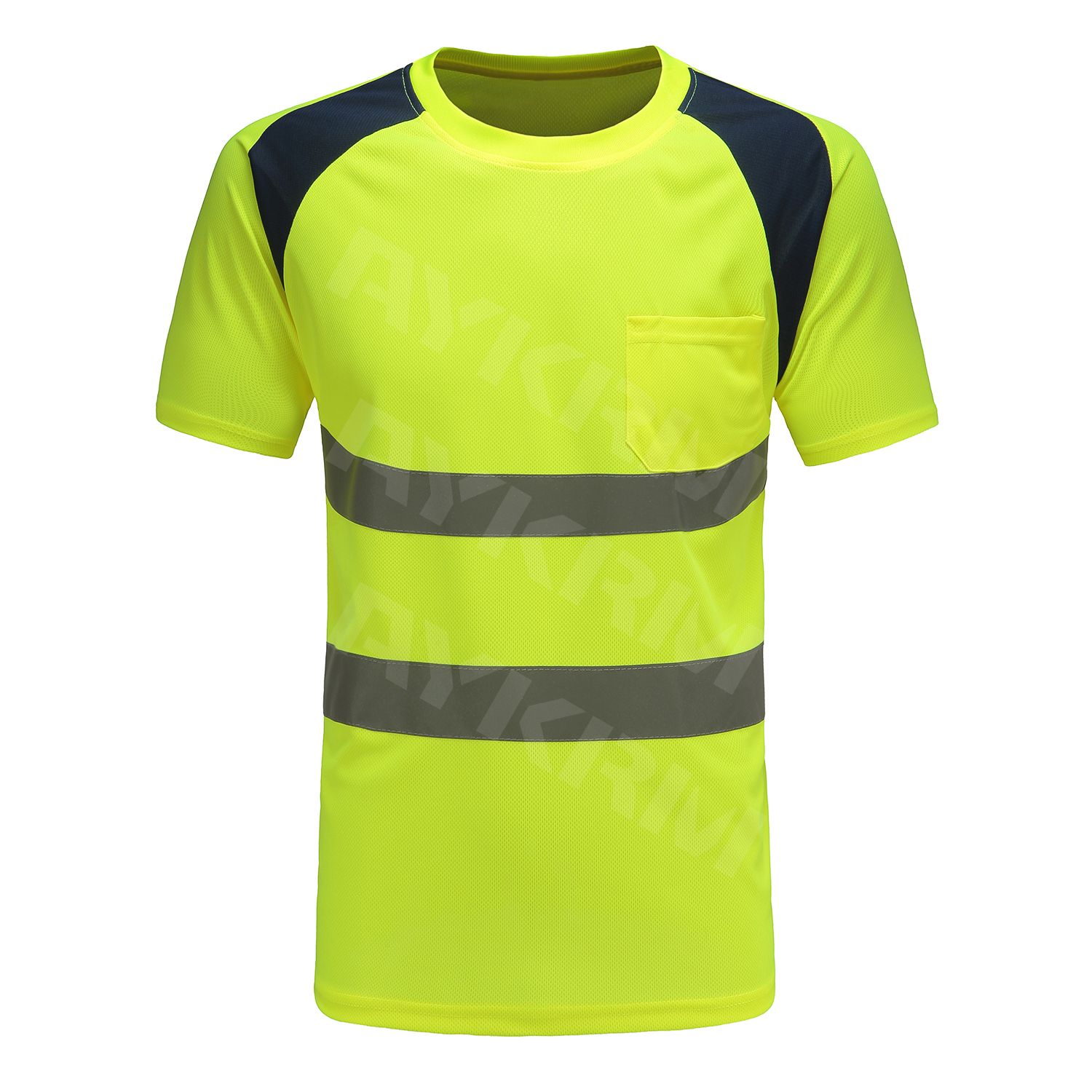 AYKRM High Viz Tee Shirt 2 Band Brace Work Round Neck T-Shirt Breathable (APT1-003)