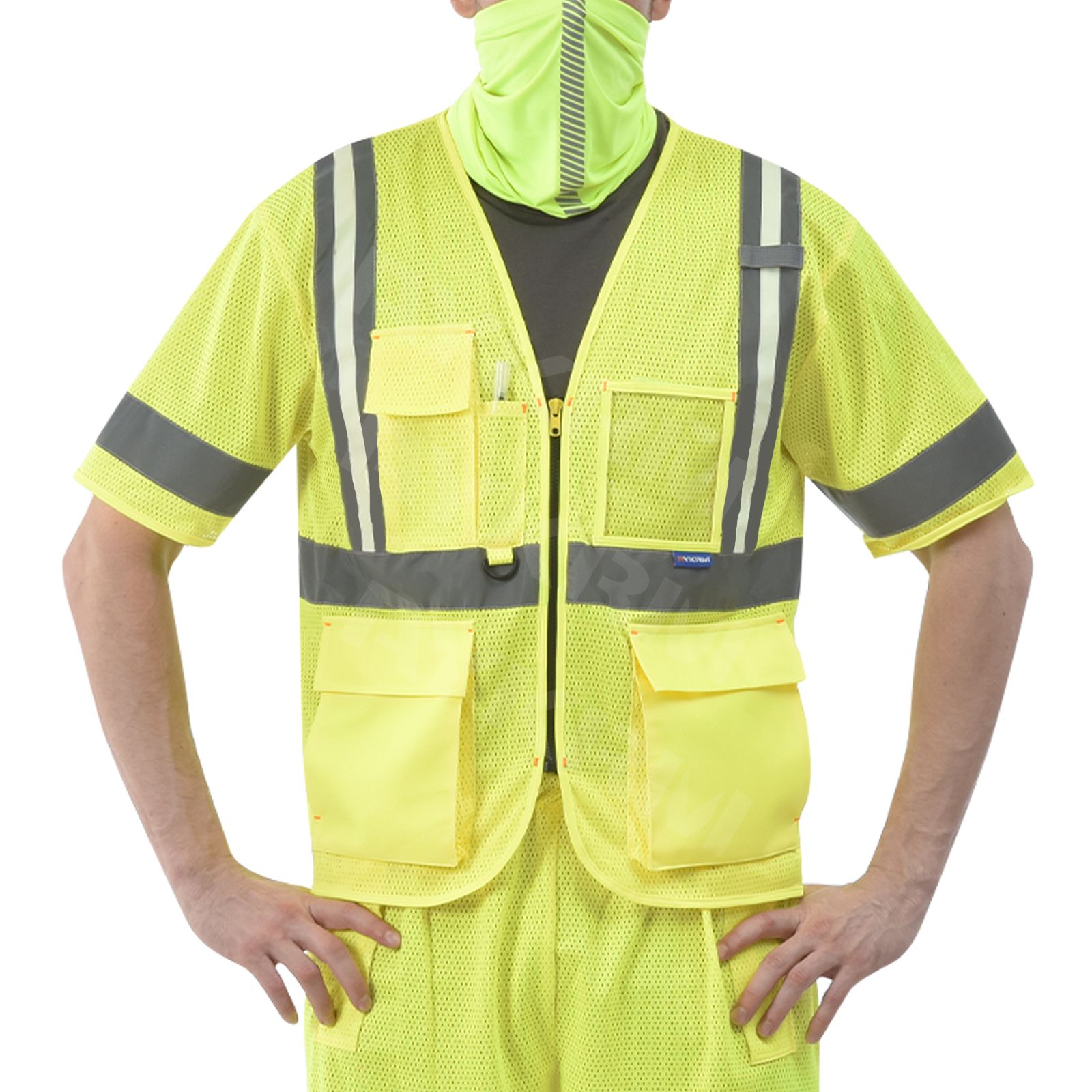 Aykrm Hi Vis Sleeved Safety Vest For Men & Women High Visibility Vest with Pockets Class 3 (AW3-021)