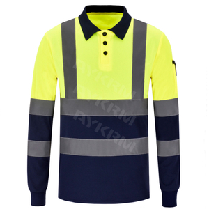 AYKRM 5XL 6XL Long Sleeve Hi Vis Viz Visibility Safety Work Polo Shirt Hi Vis Polo Shirt (XS-8XL) （APT9-001）
