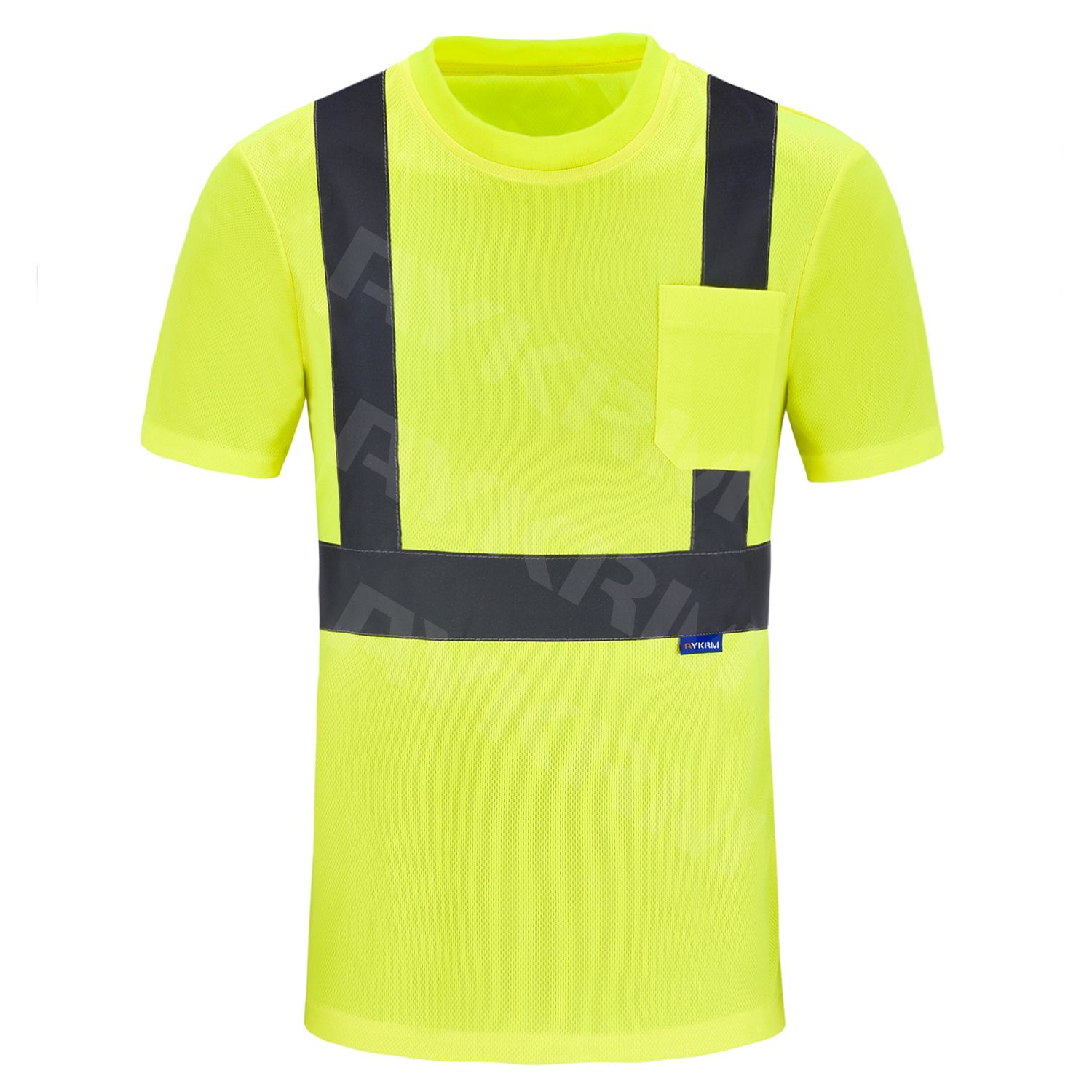 Aykrm High Visibility Shirts for Men Class 3 Hi Vis Reflective Safety Constr Shirts for Men Women, Short Sleeve Work Shirts （APT1-010）