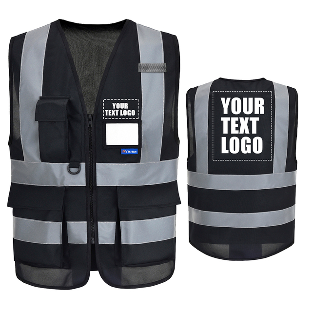 AYKRM Custom Logo Personalised Printed High Visibility Reflective 2 Two Tone Work Construction Safety Vest