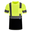Aykrm Hi Vis Shirts for Men Construction Class 3 High Visibility Shirts, Reflective Safety T-Shirts for Men Women, Short Sleeve Work Shirts with Black Bottom （APT1-018）