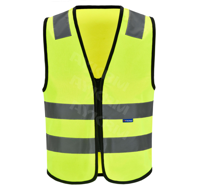 Aykrm Chaleco de seguridad de alta visibilidad Fluorescente Pink Pinkwear de trabajo HI VIZ con bolsillos y tráfico del logotipo personalizado con cremallera (AW6B-005)
