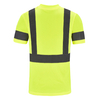 Aykrm Hi Vis Shirts for Men Construction Class 3 High Visibility Shirts, Reflective Safety T-Shirts for Men Women, Short Sleeve Work Shirts with Black Bottom （APT1-018）