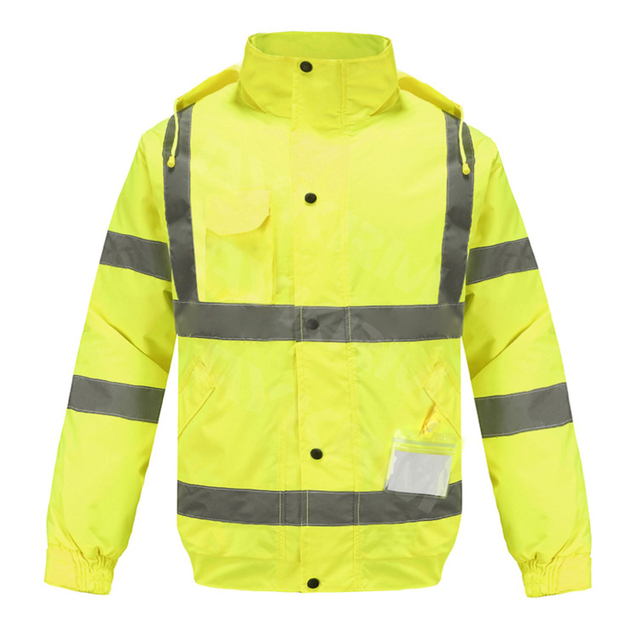  Aykrm High Visibility Reflective Jackets for Men, Waterproof Class 3 Safety Jacket with Pockets, Hi Vis Yellow Coats Mens Work Construction Coats for Cold Weather (AC1-013)