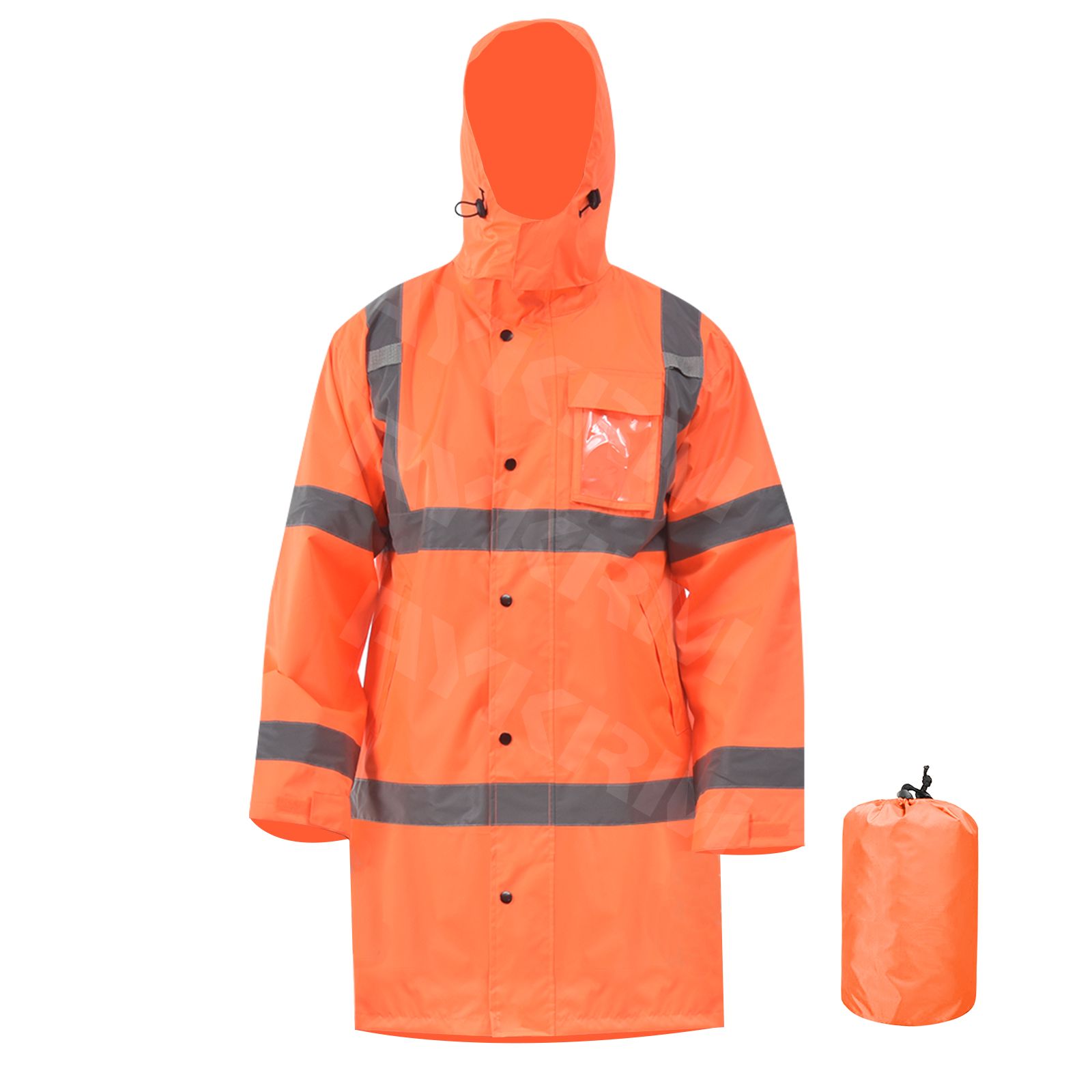 Ubon Men's Reflective Rain Jacket - Waterproof Hi-Vis Safety Coat With Detachable Hood