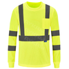 AYKRM Reflective HI Vis Long Sleeve T Shirts Fluorescent Engineer Safety Polo T-Shirt High Visibility Yellow Vest (APT3-005)